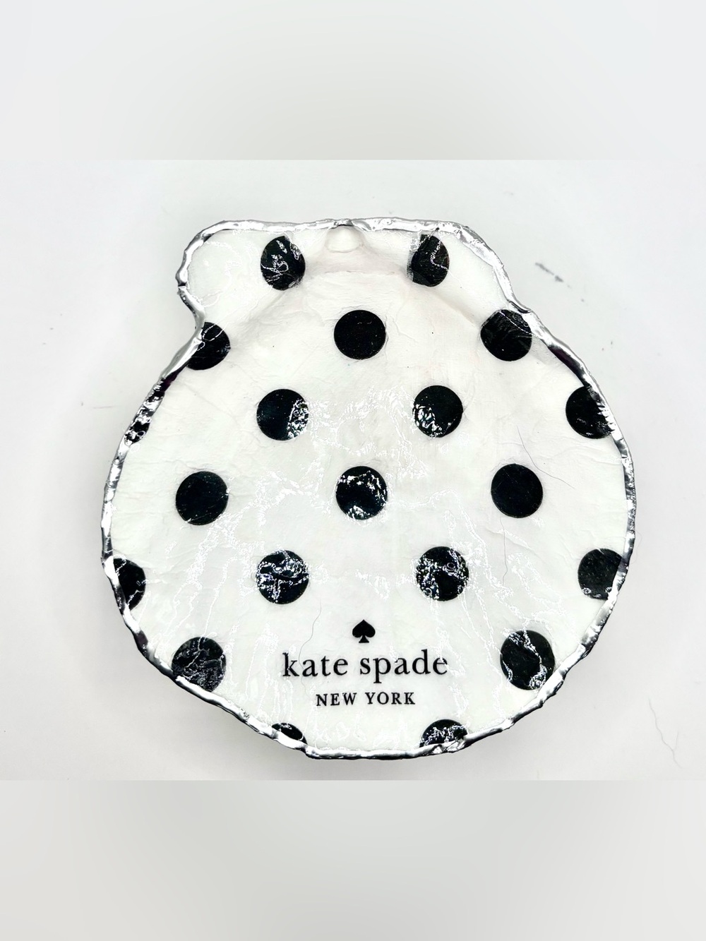 kate spade White and Black Polka Oyster Shell Trinket Dish